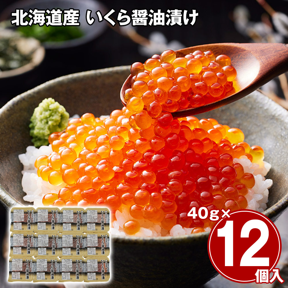 【送料無料※北海道・沖縄等一部地域除く】北海道産 いくら醤油漬け 40g×12